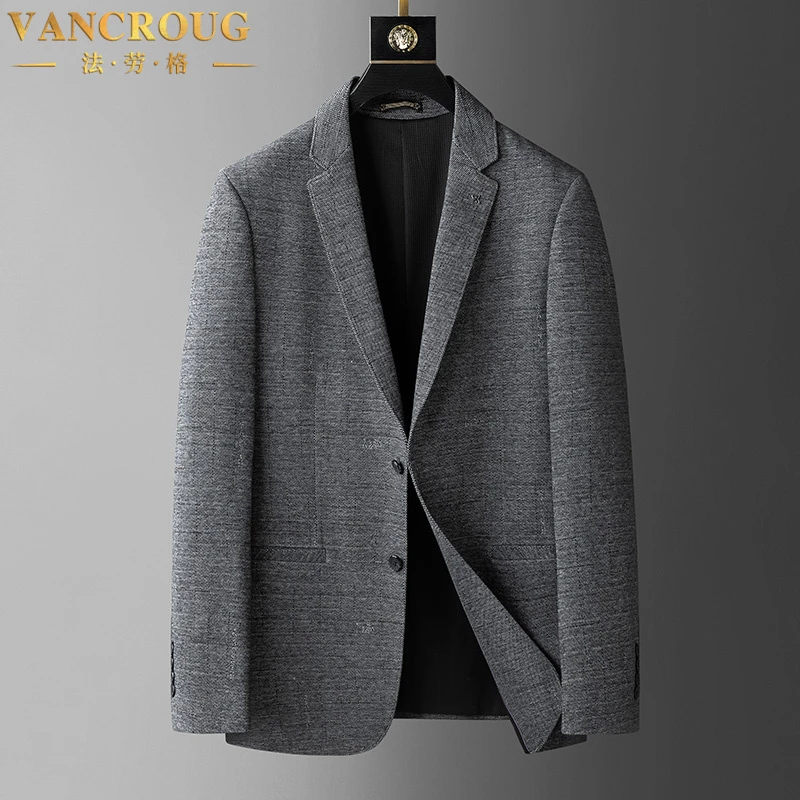 VANCROUG/法劳格西服男士秋季大码休闲宽松加肥加大商务免烫外套