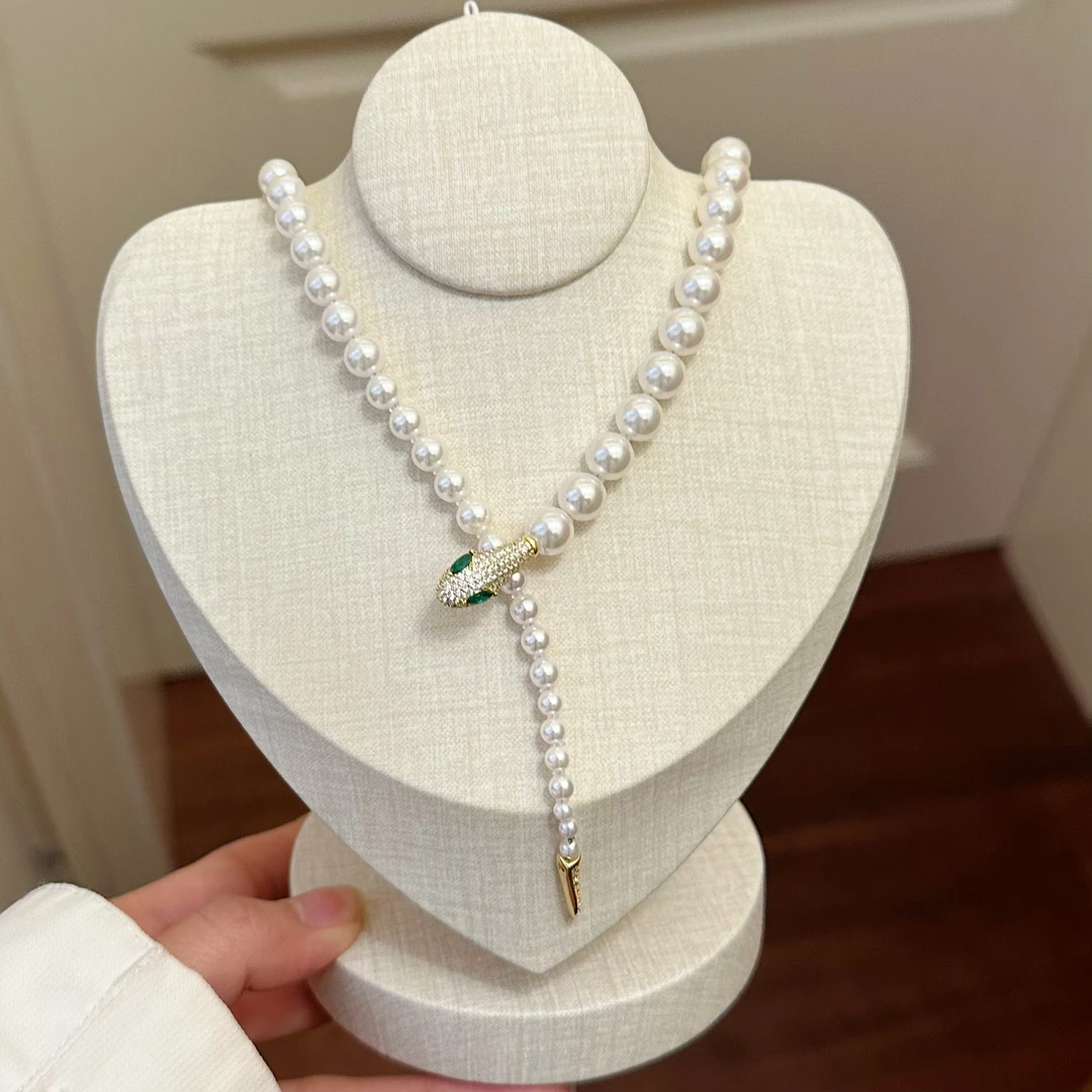 铜合金合成锆石项链 X0101白色复古拼接百搭经典轻奢镶嵌