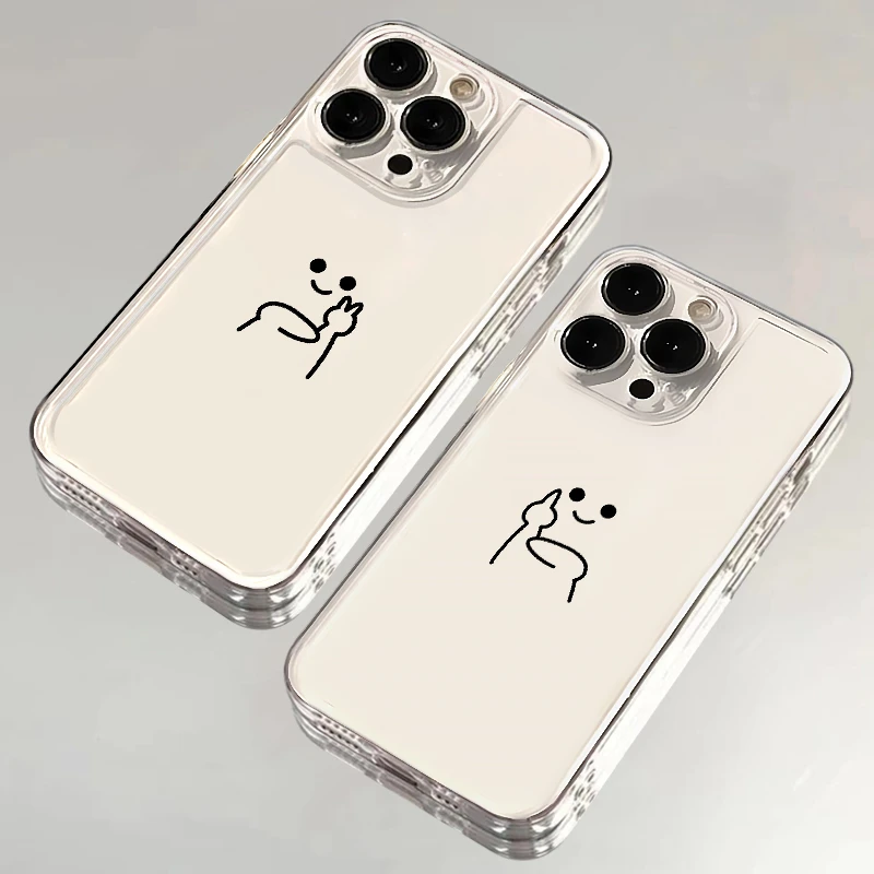 BANCA比耶小人表情包适用iPhone16/15手机壳苹果华为vivo小米oppo