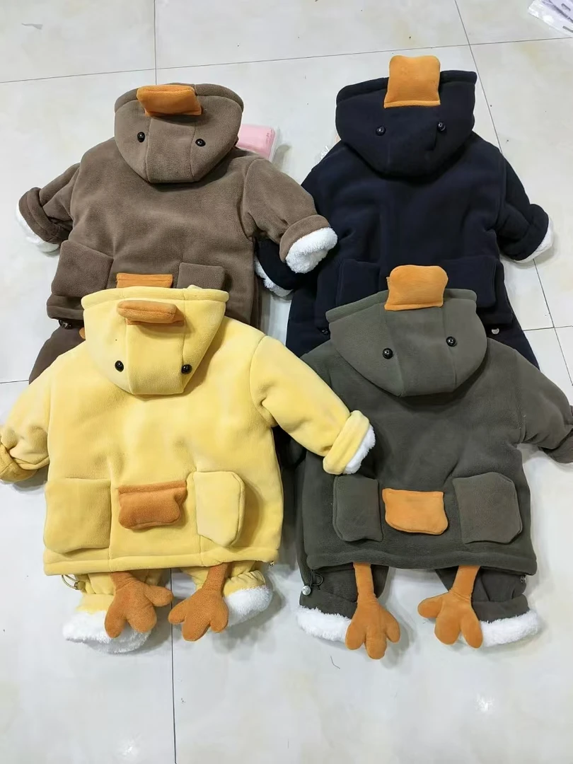 【鸭子家居服】儿童套装加厚加绒冬季宝宝男童女童睡衣家居服两件套