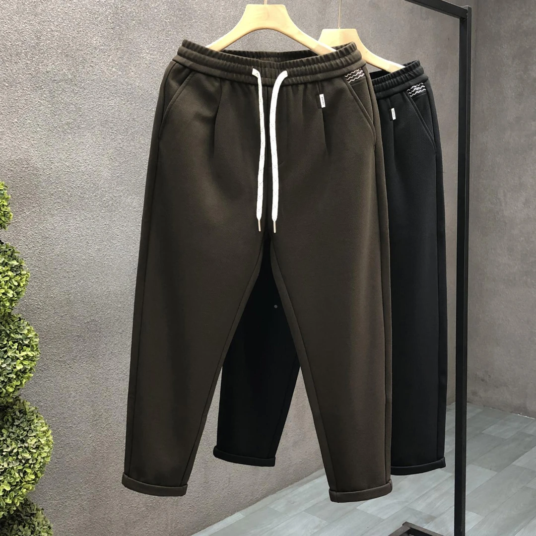 韩系简约咖色系带休闲裤男爆款百搭裤子2025年秋冬季新款男士长裤