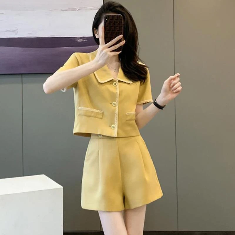 2024夏装新款女装小香风外套高腰两件套时髦名媛气质休闲短裤套装