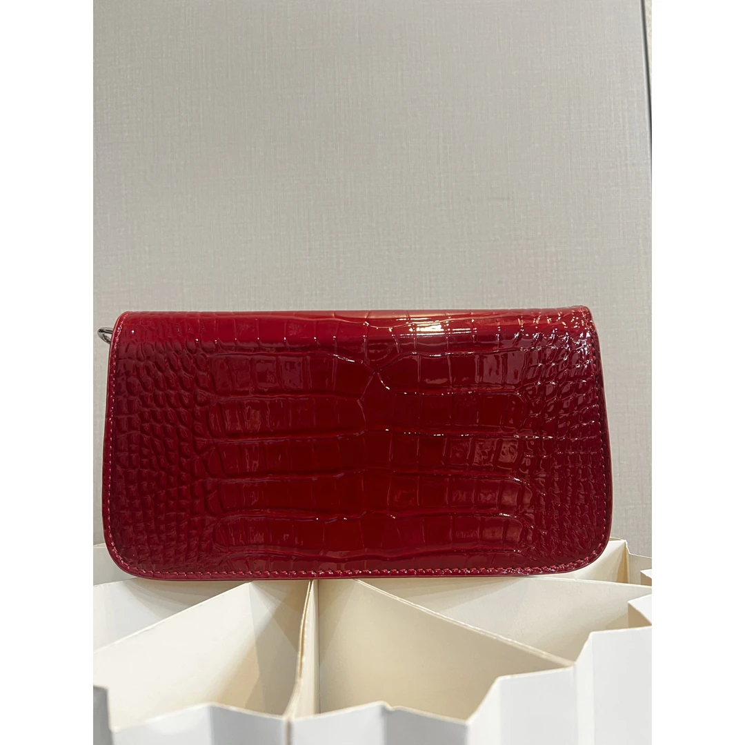 TOLEX2024新款手工时尚百搭亮面油钻女包红色