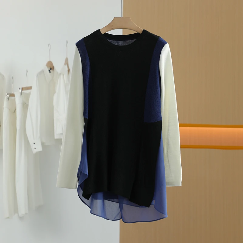 【唐长老自营】货号Y0578女装春秋新款拼接休闲针织衫YL