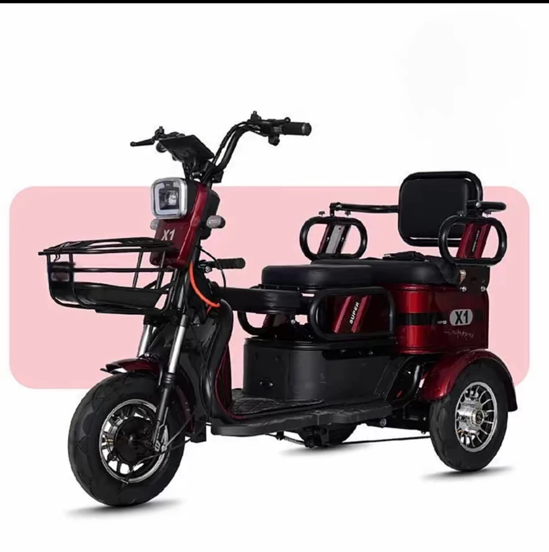 休闲三客货家用电动上学三轮车老年人小型接送老人孩子电动车48伏