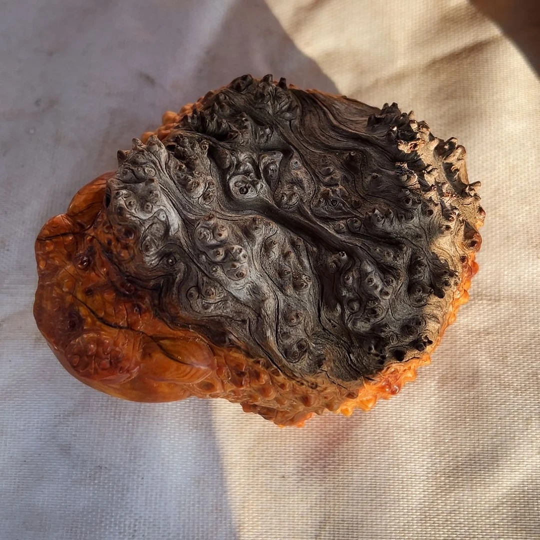 平***真柏木太行原皮刺榴花呱呱摆件