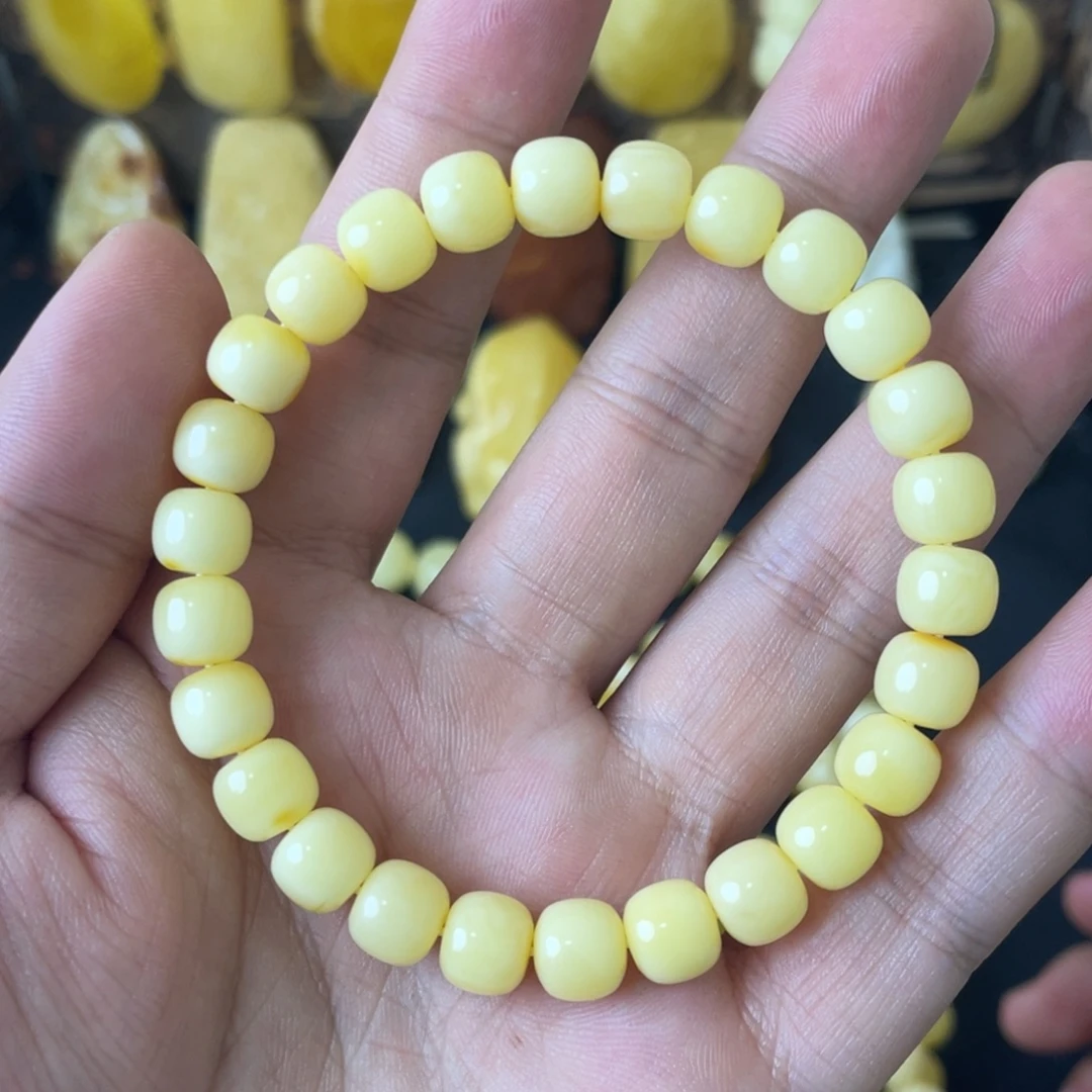 琥珀未镶嵌手串8+俄料阿尔卑斯浓蜡精工老型手串
