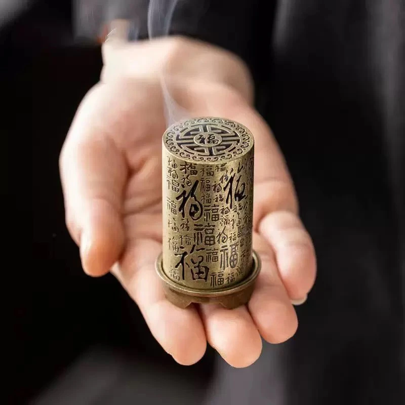 百福小香炉客厅檀香沉香塔香香炉多用途香炉办公香薰炉铜合金