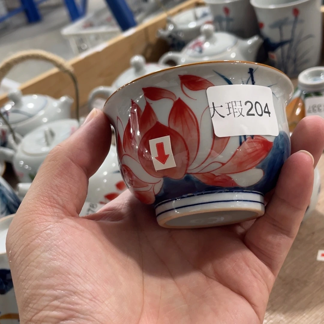 釉下手绘茶具微瑕