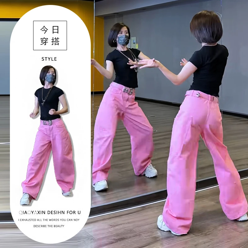 美式别致显气质套装女辣妹修身短袖T恤搭配气质垂感休闲工装裤潮