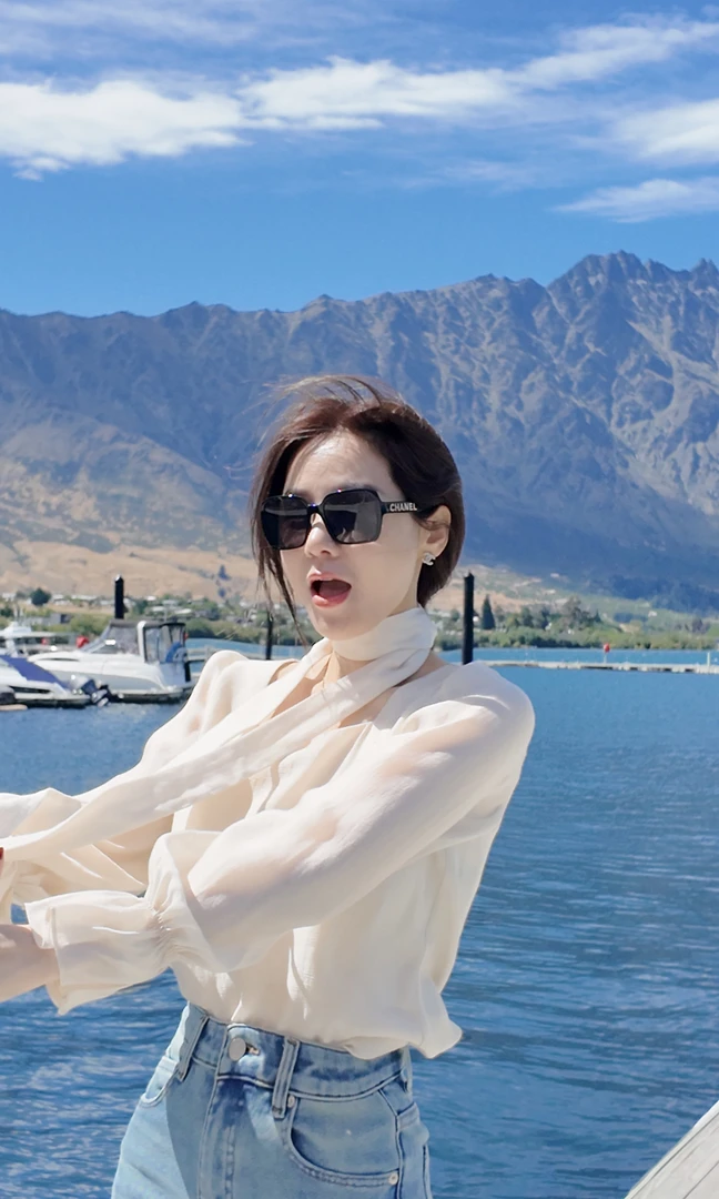 Mei Jin 优雅复古温柔奶杏色油画衬衫方领飘带长袖上衣