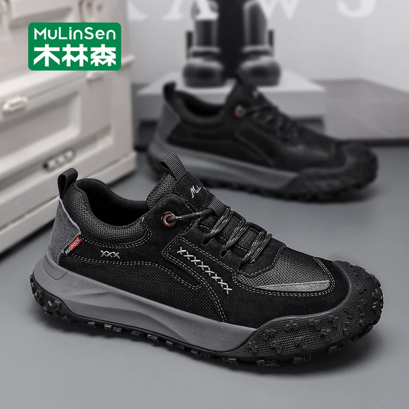 木林森男鞋2025秋季新款男士懒人一脚蹬网红爆款透气休闲鞋阿甘鞋
