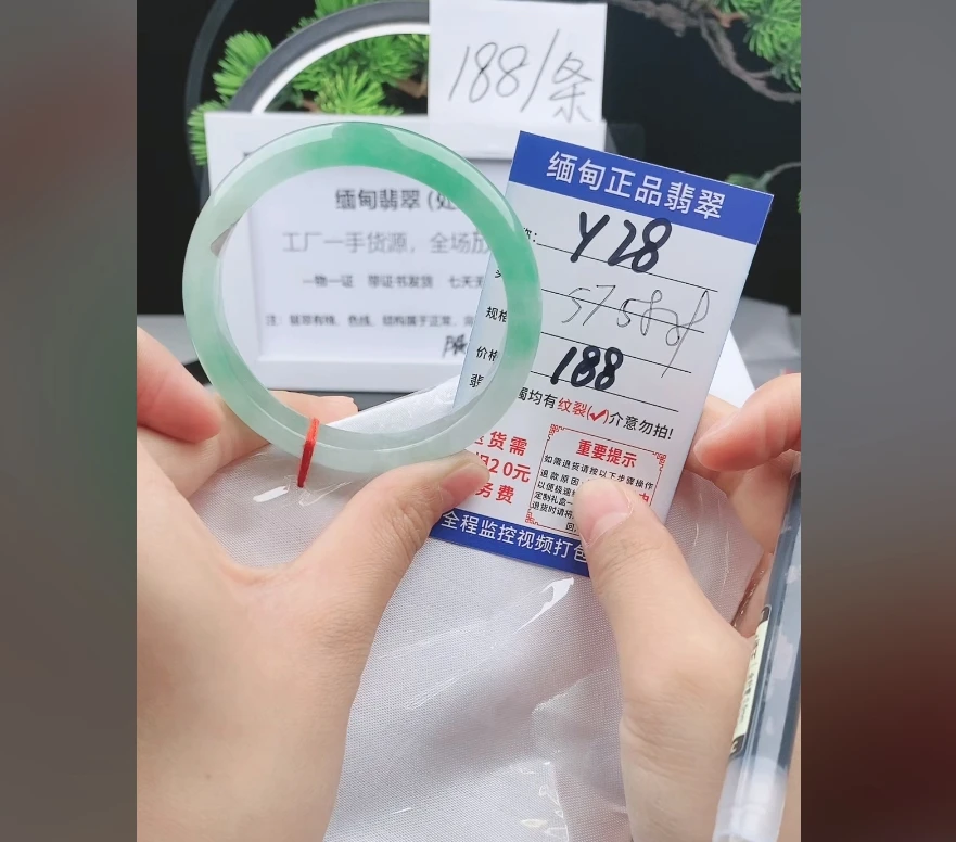 Y28缅甸翡翠手镯处理【一物一证】实物以直播间为准带证书发货