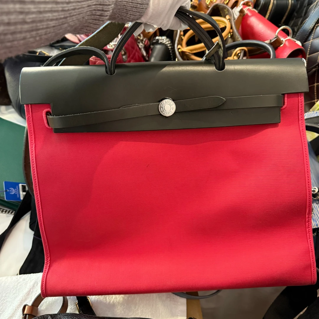 95新 Hermes/爱马仕 拼色版herbag39手提斜跨/龙龙在包展