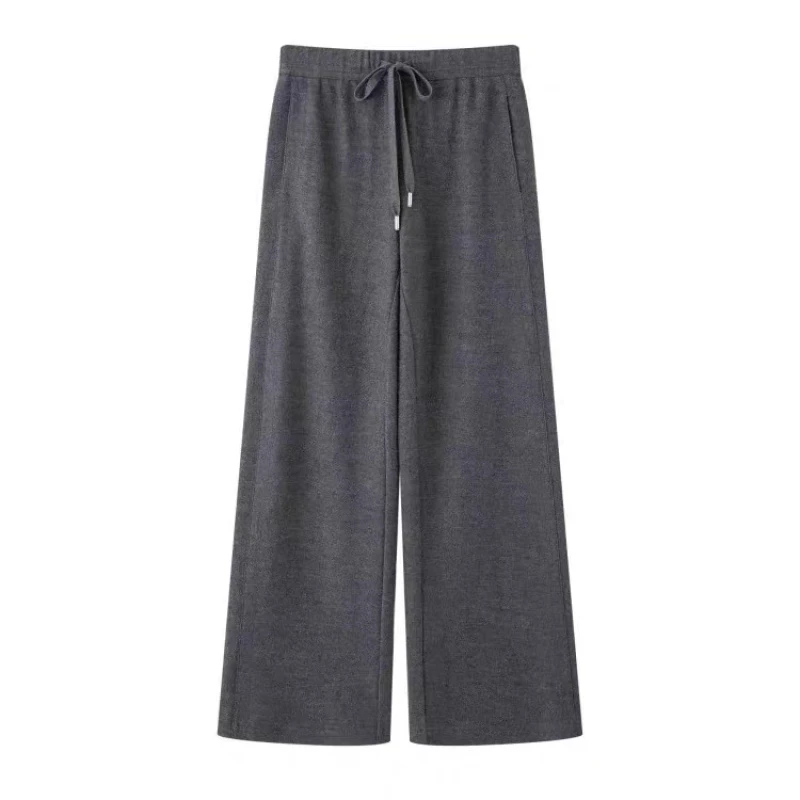 艾家商场同款2025秋冬季新款高腰抽绳针织休闲裤女长裤AR314111