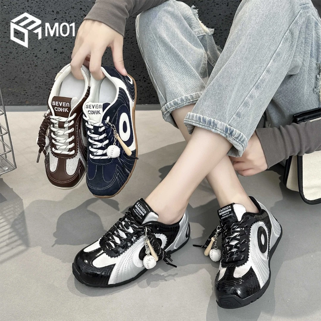 M01明星同款德训鞋女秋透气2025新款阿甘软底运动休闲老爹赛车鞋