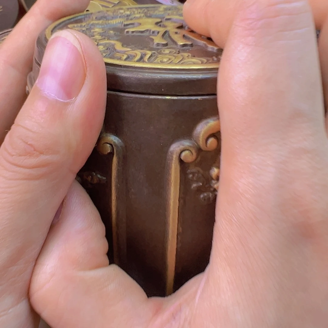 紫金风磨铜五龙茶叶罐
