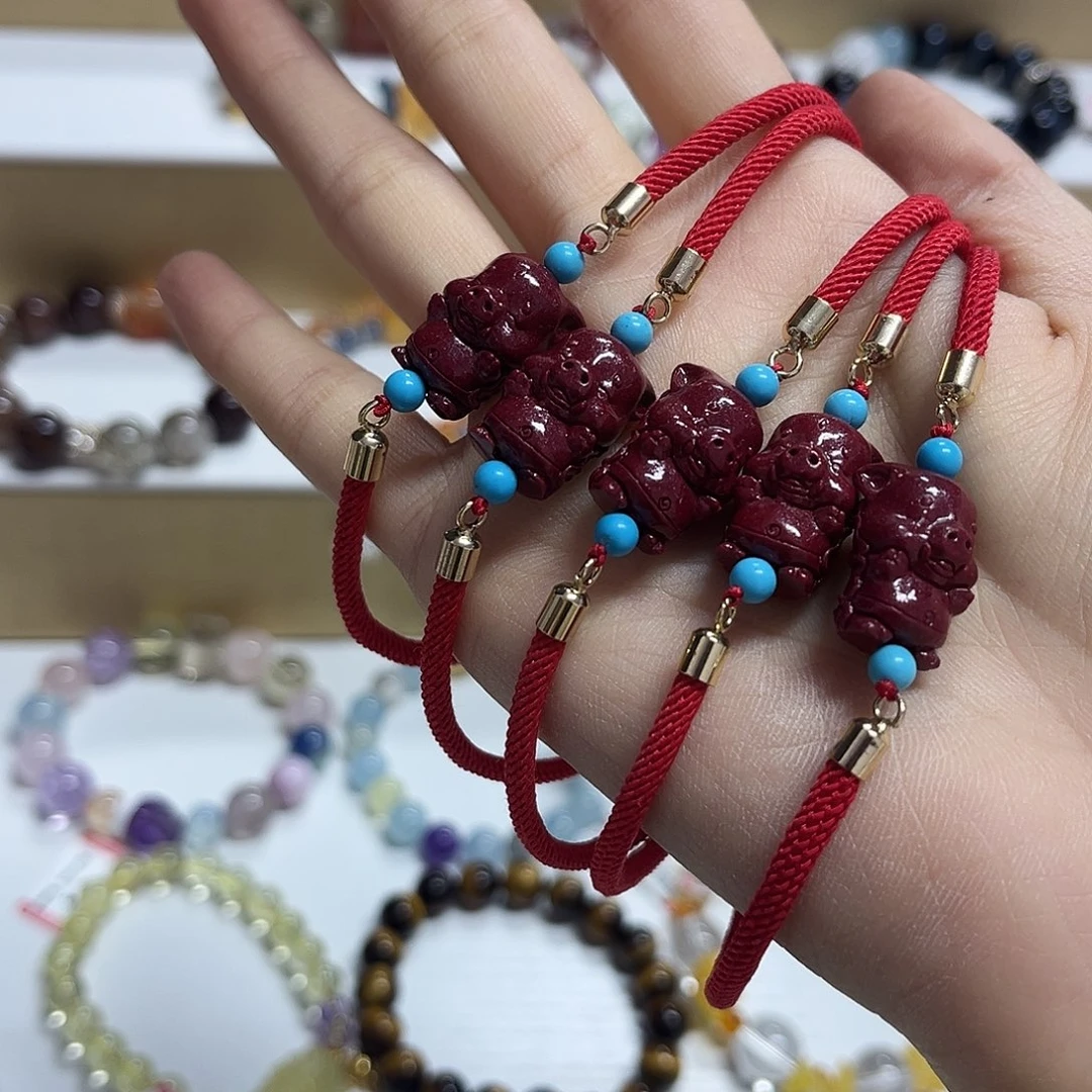 未镶嵌手链水晶朱砂小猪手链