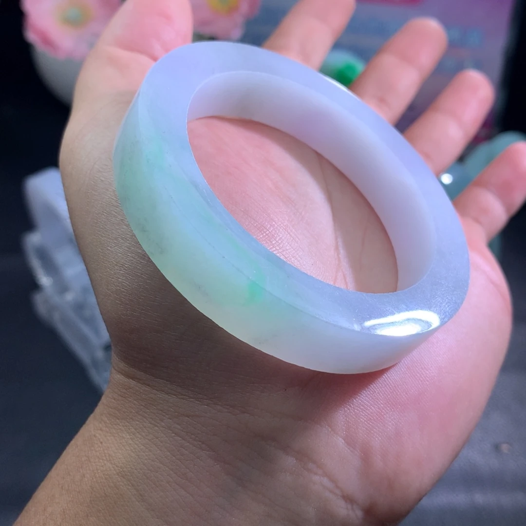 定制翡翠未镶嵌翡翠手镯冰春彩