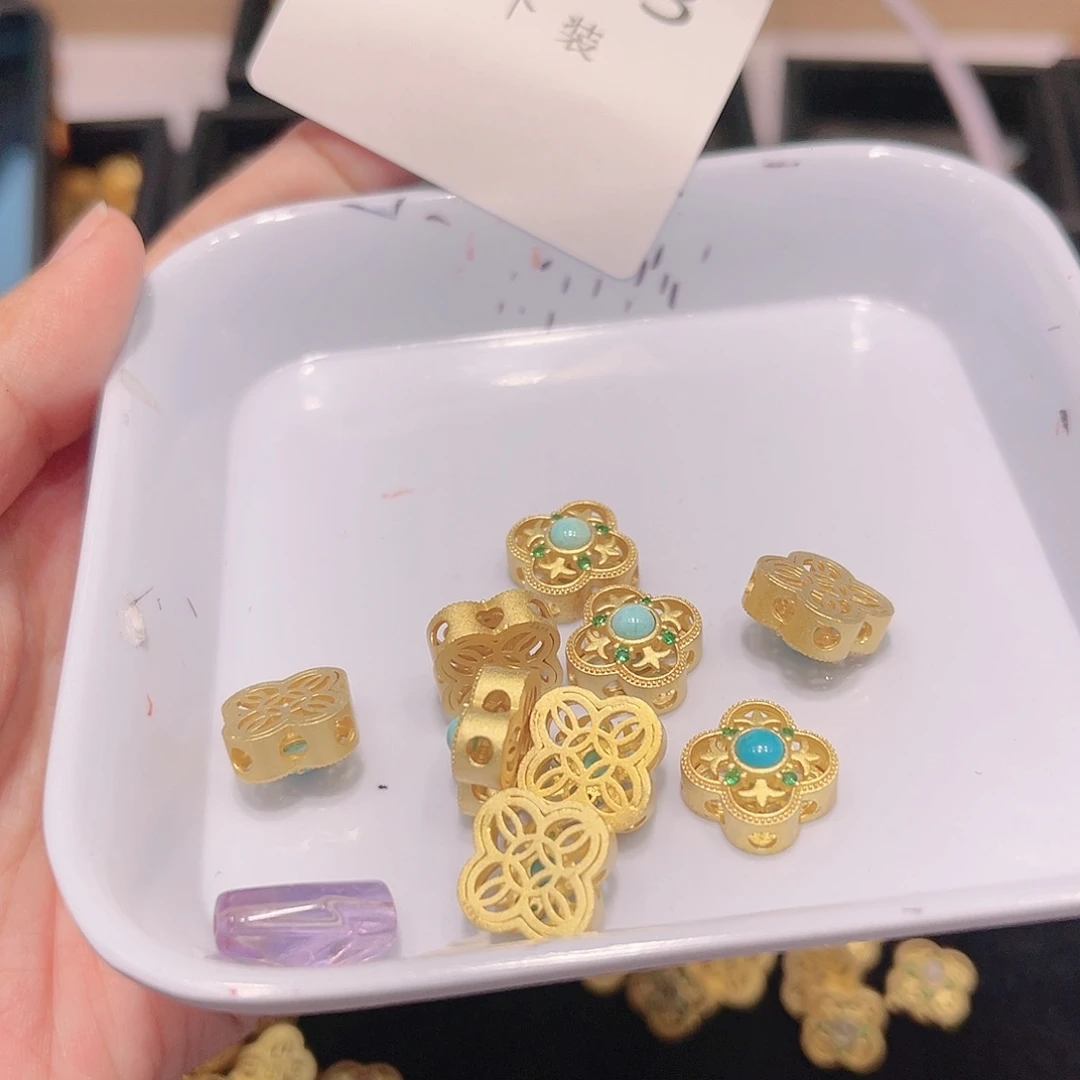 水晶珠宝半成品银S925镀金镶嵌163