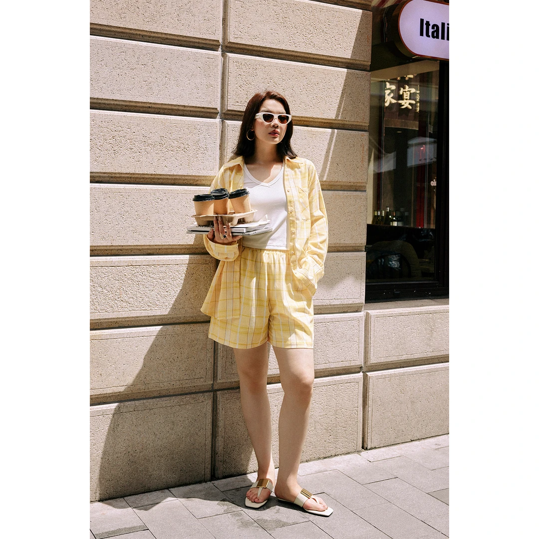 【折扣款】PLUSMALL 野田琥珀 防晒衬衫×弧形衣摆套装PLUS2506031AB