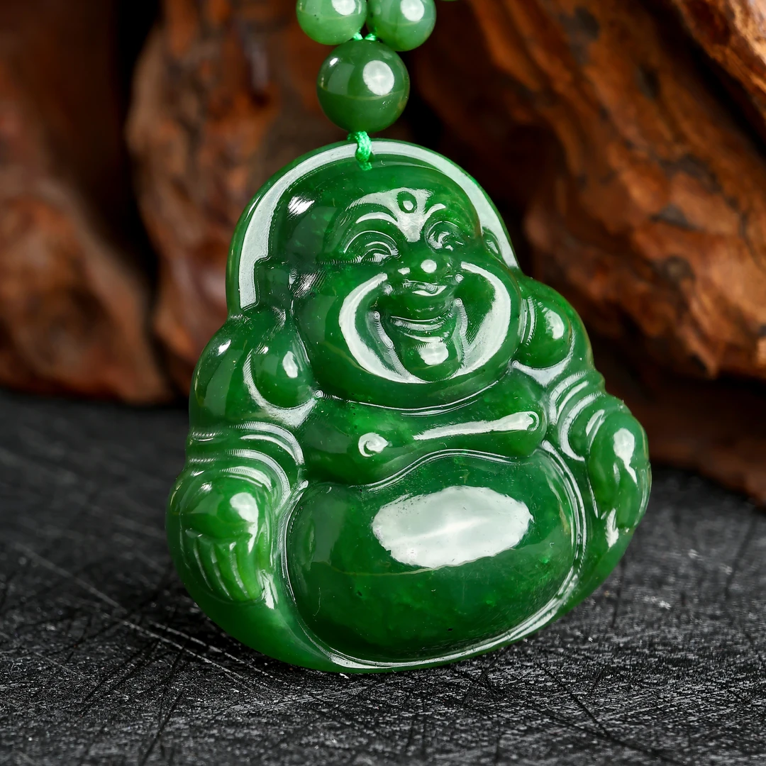 【福佑佛公】和田玉碧玉佛公项链44-45mm尺寸佛公吊坠雕刻笑口常开