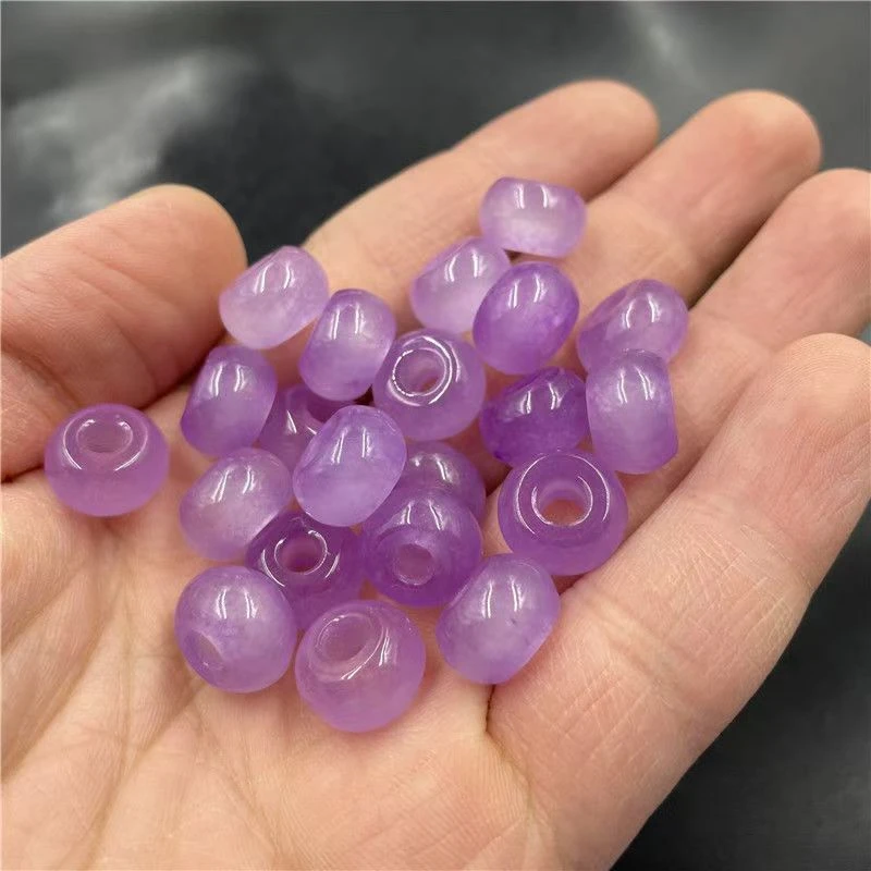 冰透紫罗兰玉石路路通吊坠转运珠紫色大孔时尚鼓珠散珠diy配饰