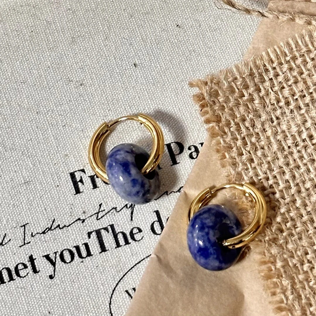 【双子座】韩系小众设计感天然青金石耳环