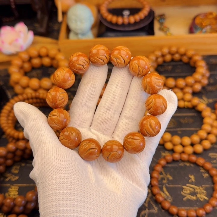 卖***u桃核手串16尺寸龙纹