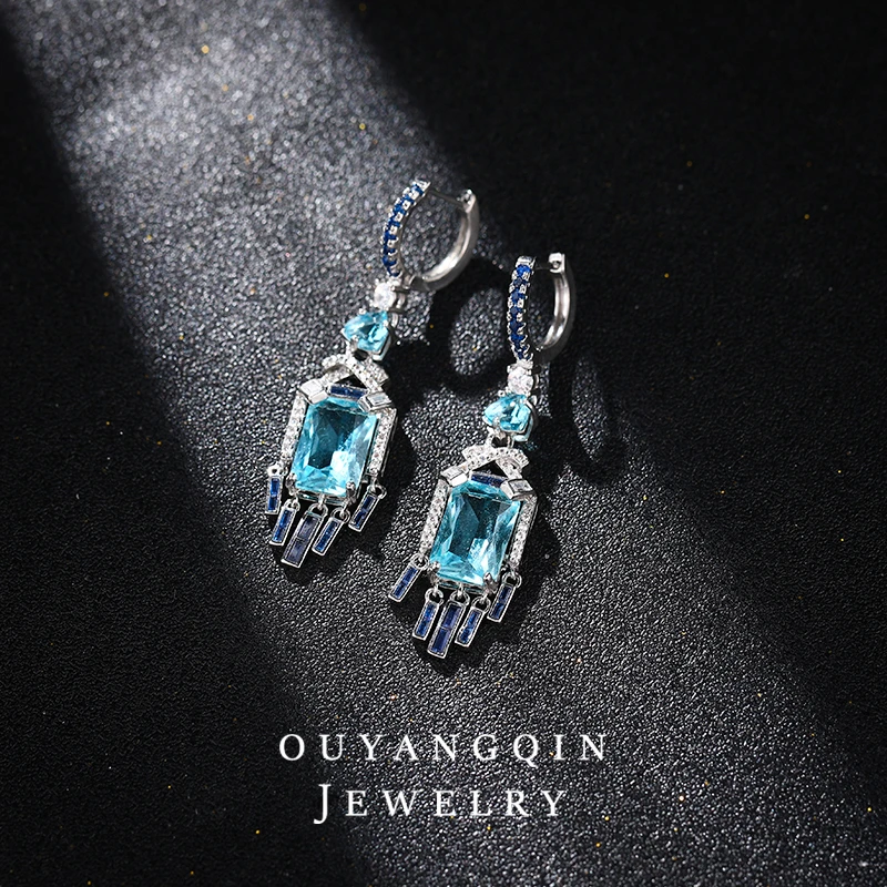 铜合金合成锆石耳饰 OuQ轻奢高级小众耳钉首饰女款ZE190031