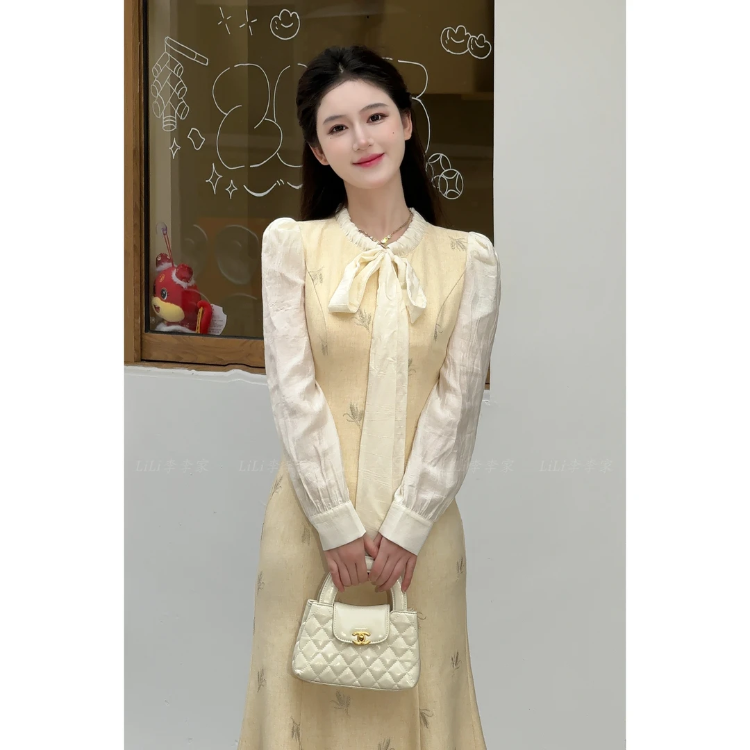 【黄桃起司】LiLi春季韩系温柔风定制鱼尾连衣裙XMZH5869