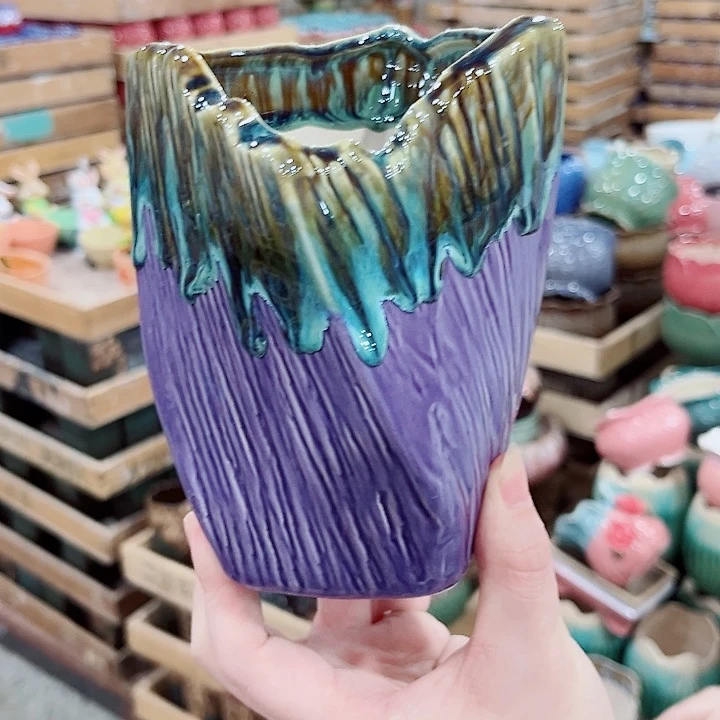 有孔.凑单10元陶瓷花盆发货！