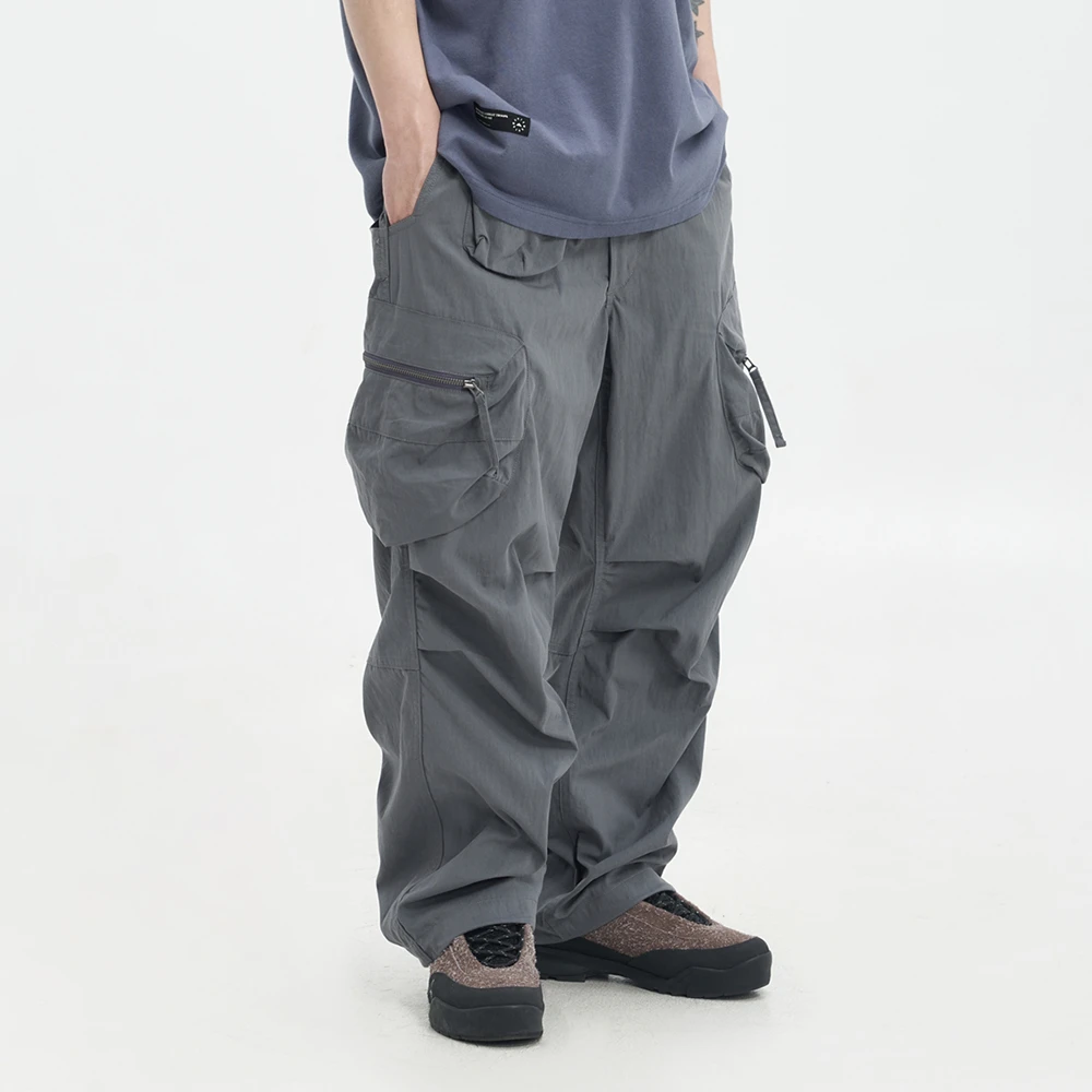MIDUPDATE 25SS夏季宽松直筒洗水多袋进口混纺面料工装休闲裤男潮