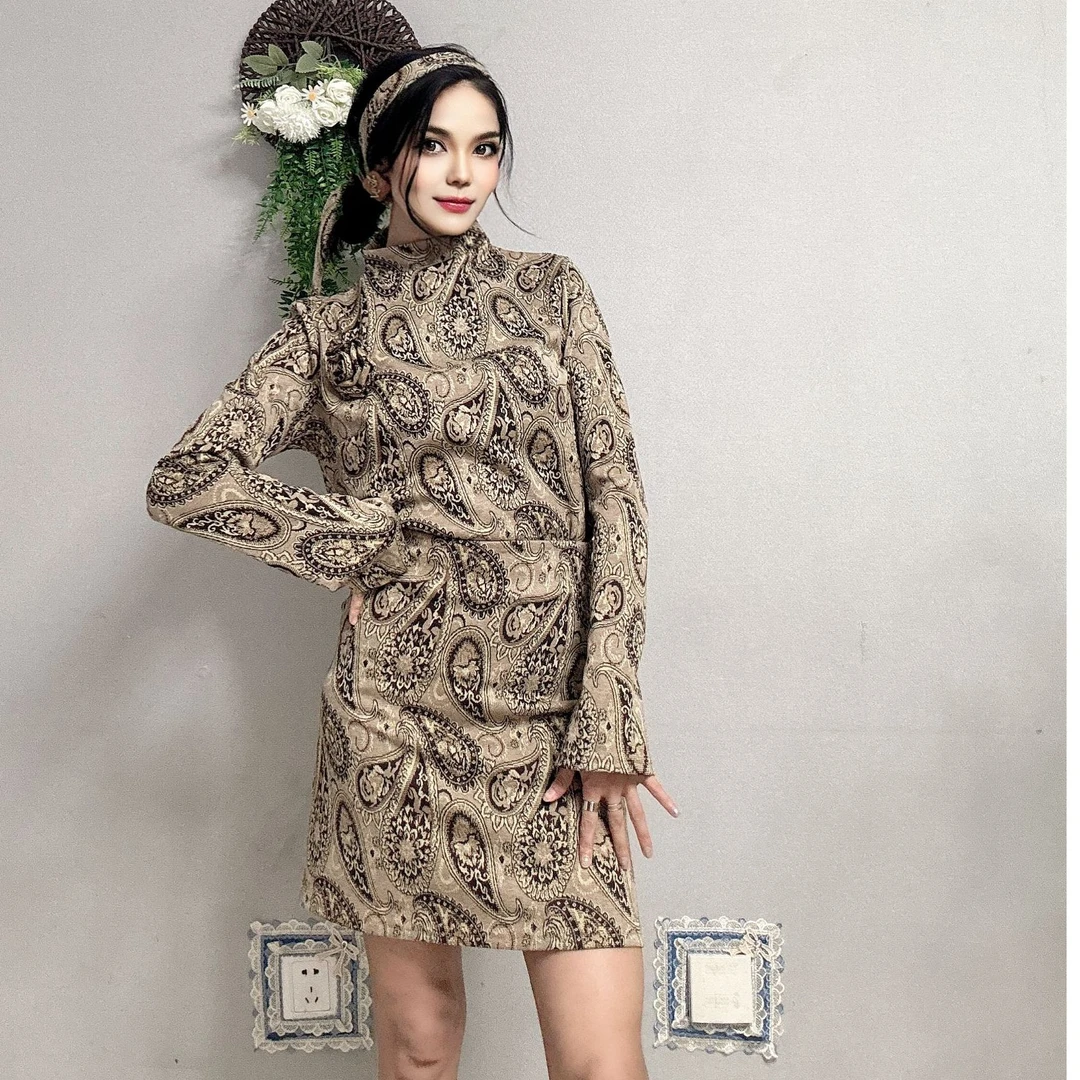 两件套气质针织时尚印花BADAM  秋冬女士