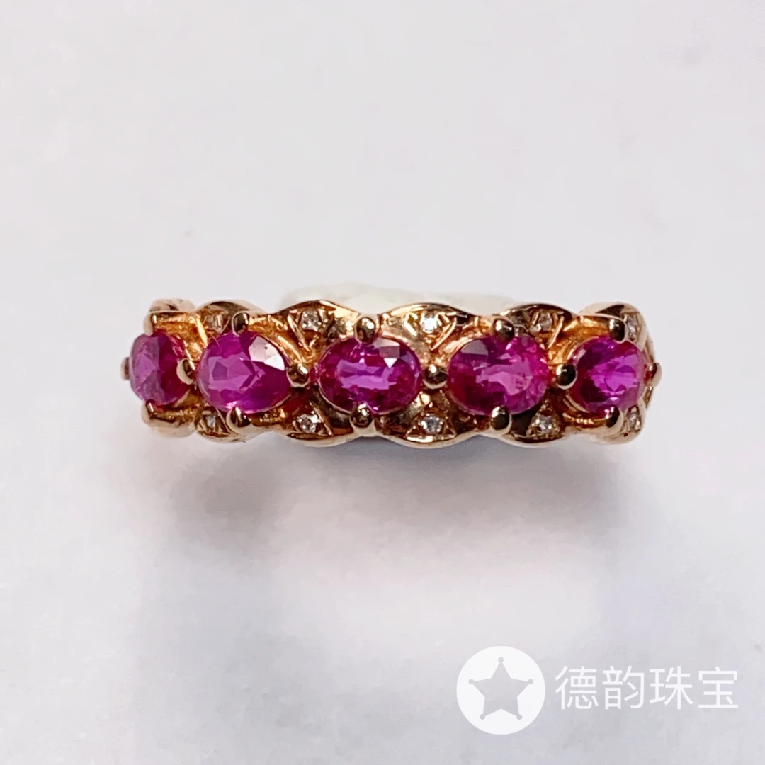 18k金镶嵌天然无烧红宝石戒指