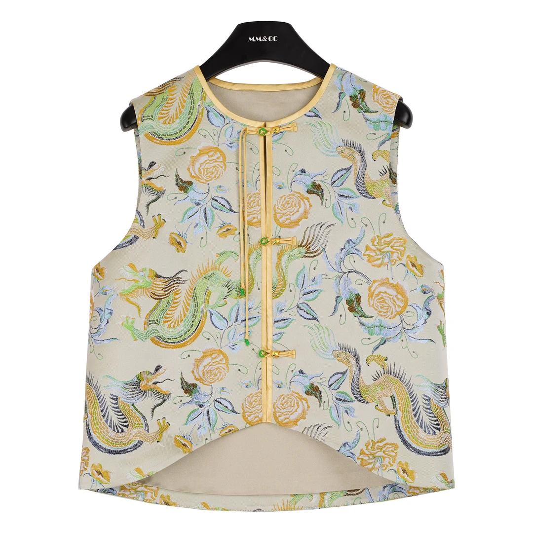 仫赐【游龙】醋酸新中式重工刺绣马夹国风无袖上衣新马甲MCFMJ0002