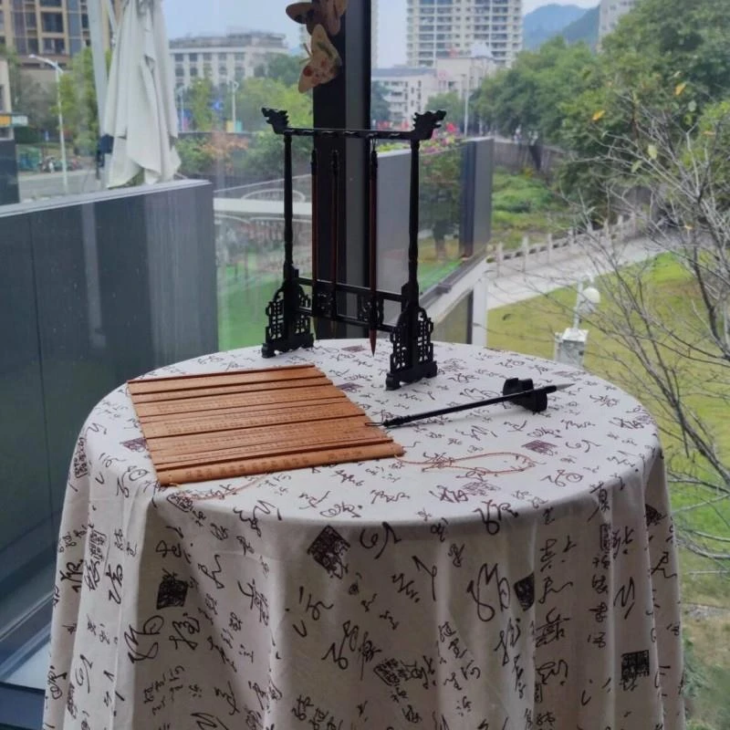古风书法纱背景布场景布置新中式围炉煮茶棉麻桌布拍照背景布装饰