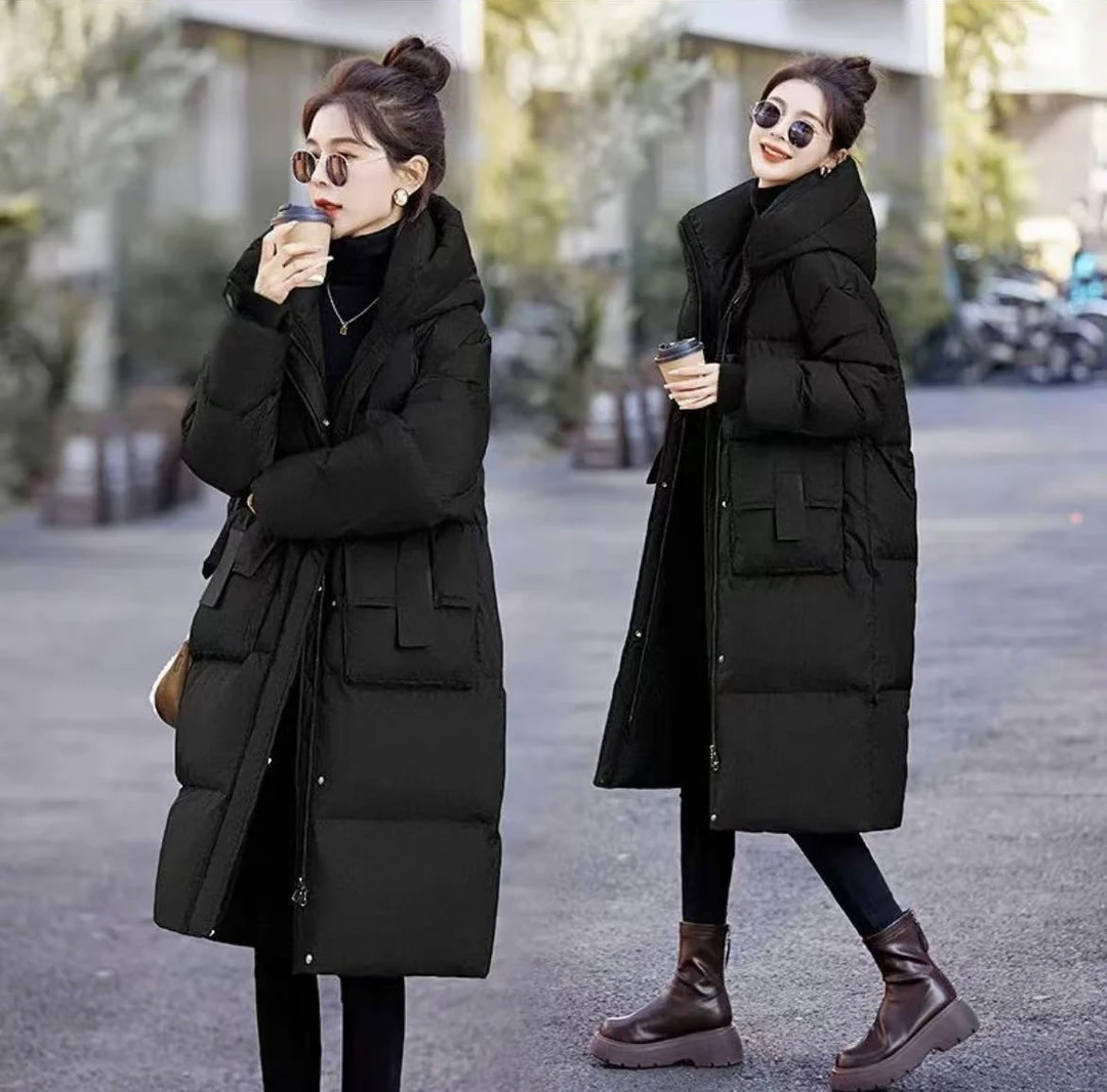 棉衣女2024长款加厚冬季新款韩版棉袄过膝宽松面包棉服外套