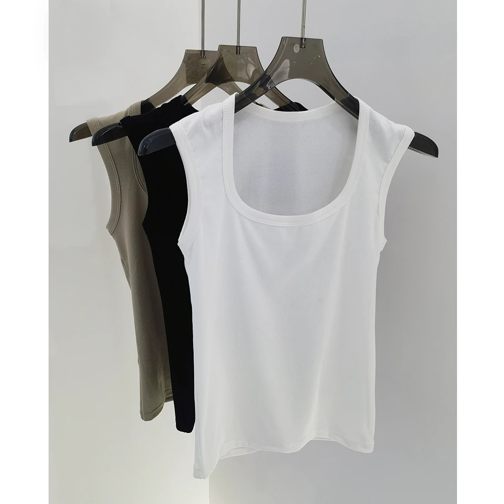 5年夏季新款福利款背心女士棉花质背心吊带无袖百搭U领上衣