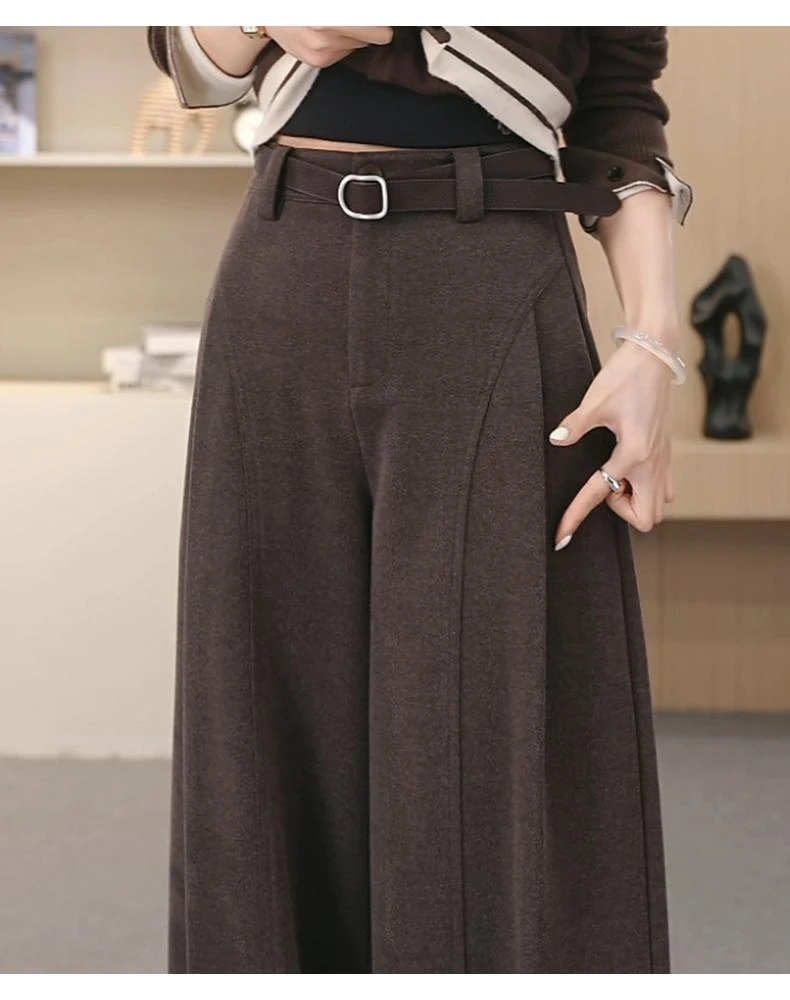 秋冬厚款呢子贝斯裤~糯感休闲裤垂感宽松直筒裤显瘦阔腿裤女1527