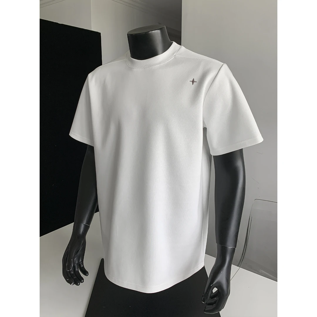 小众设计感boxy正肩极简星刺绣轻薄云感莱赛尔短袖基础正肩polo衫