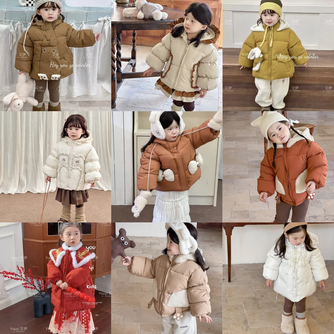 A【A01-A23】新款加绒加厚女童棉衣冬季洋气棉服外套宝宝棉袄