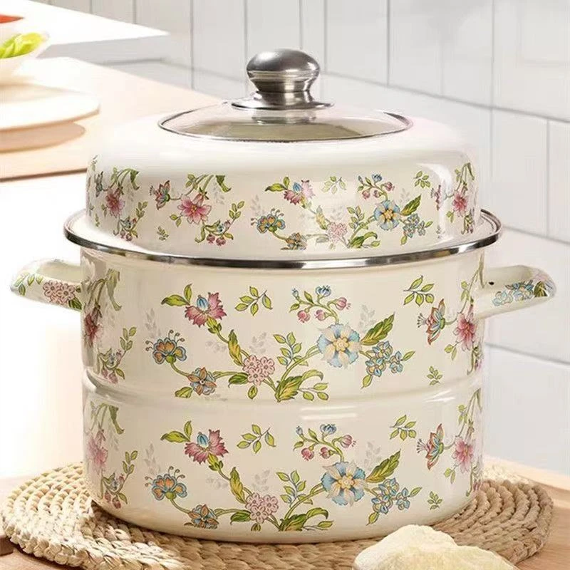 珐琅锅蒸锅34汤锅 燃气炉电磁炉用