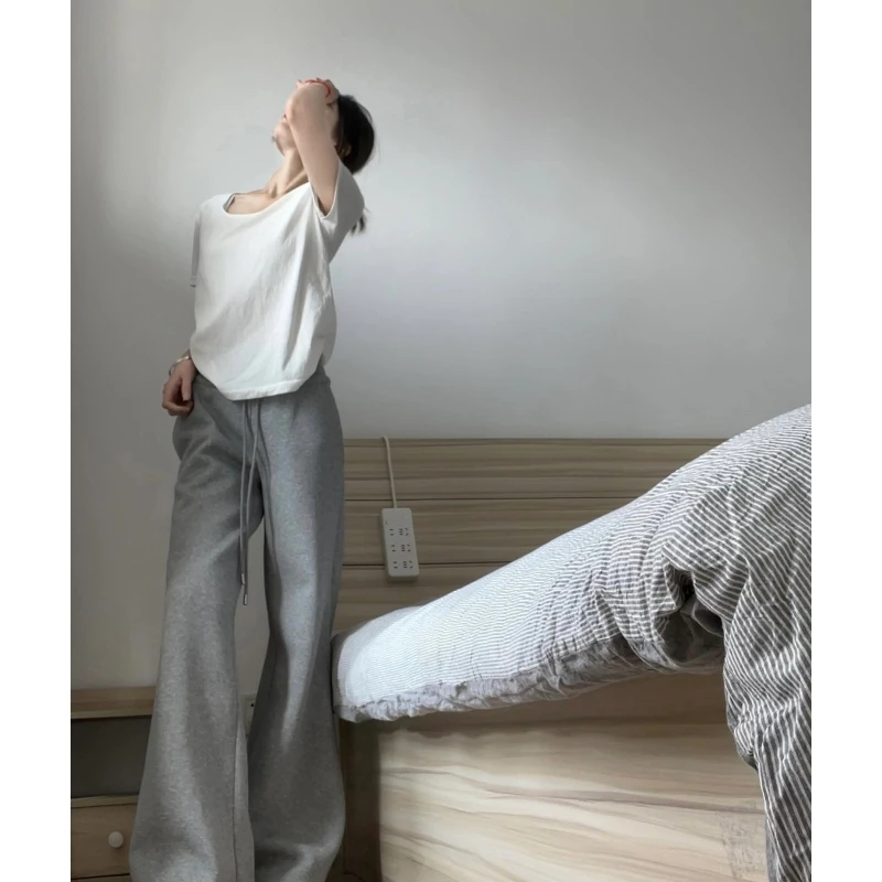 180高个子175加长美式复古宽松休闲裤女设计感垂感慵懒阔腿拖地裤