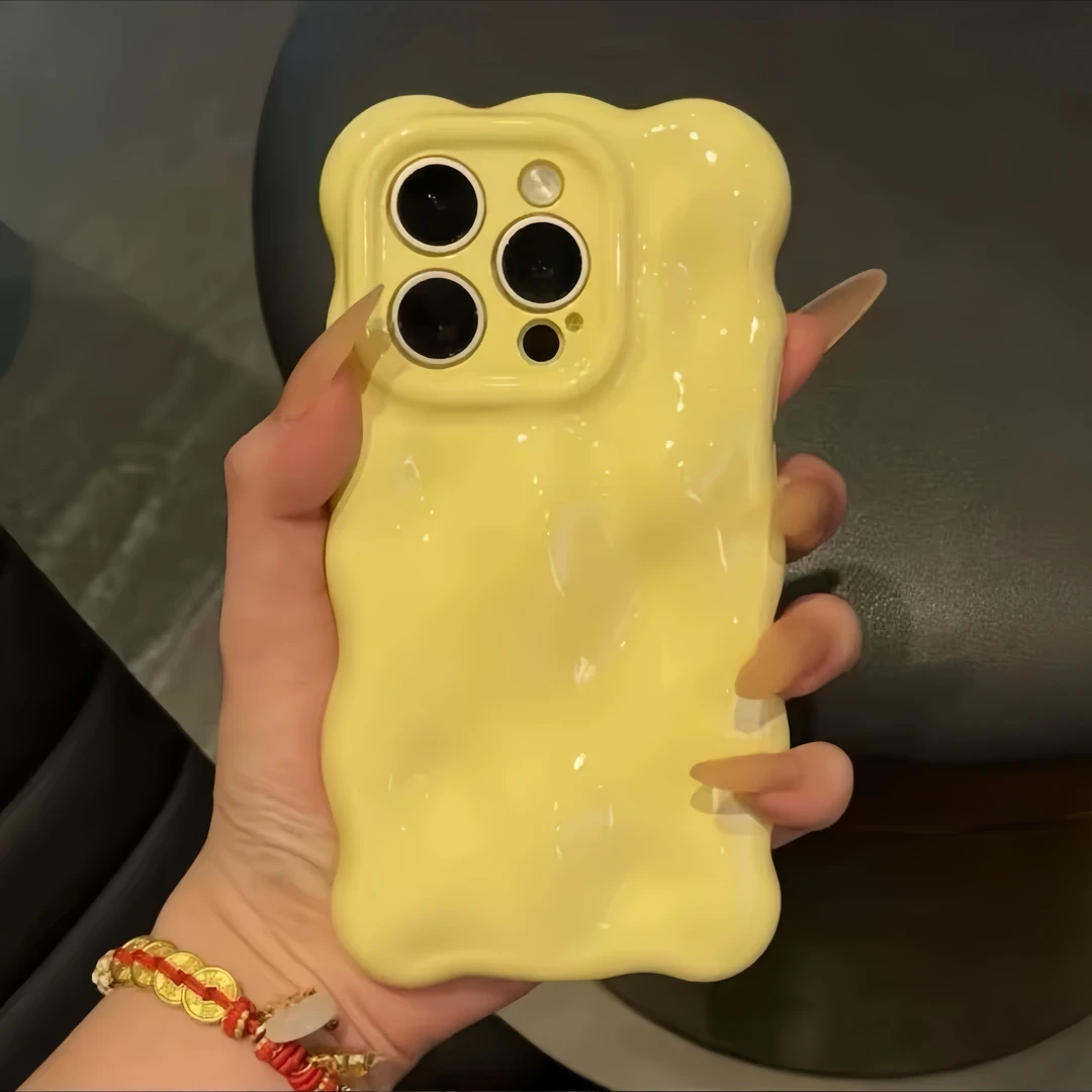 ins纯色波浪云朵适用iPhone16手机壳苹果15promax小众新款13p韩系