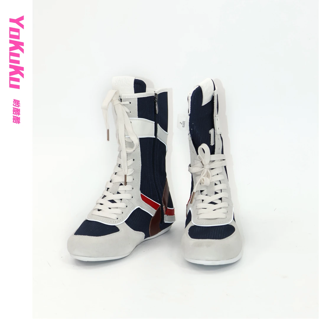 哟酷酷（发疯德训）中筒拼接绑带侧拉链网面侧拉链平底单靴德训鞋