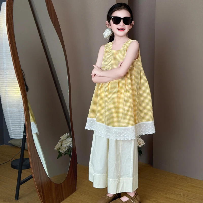 女童夏装套装2025新款儿童夏季宽松洋气娃娃衫中大童休闲裤套装潮