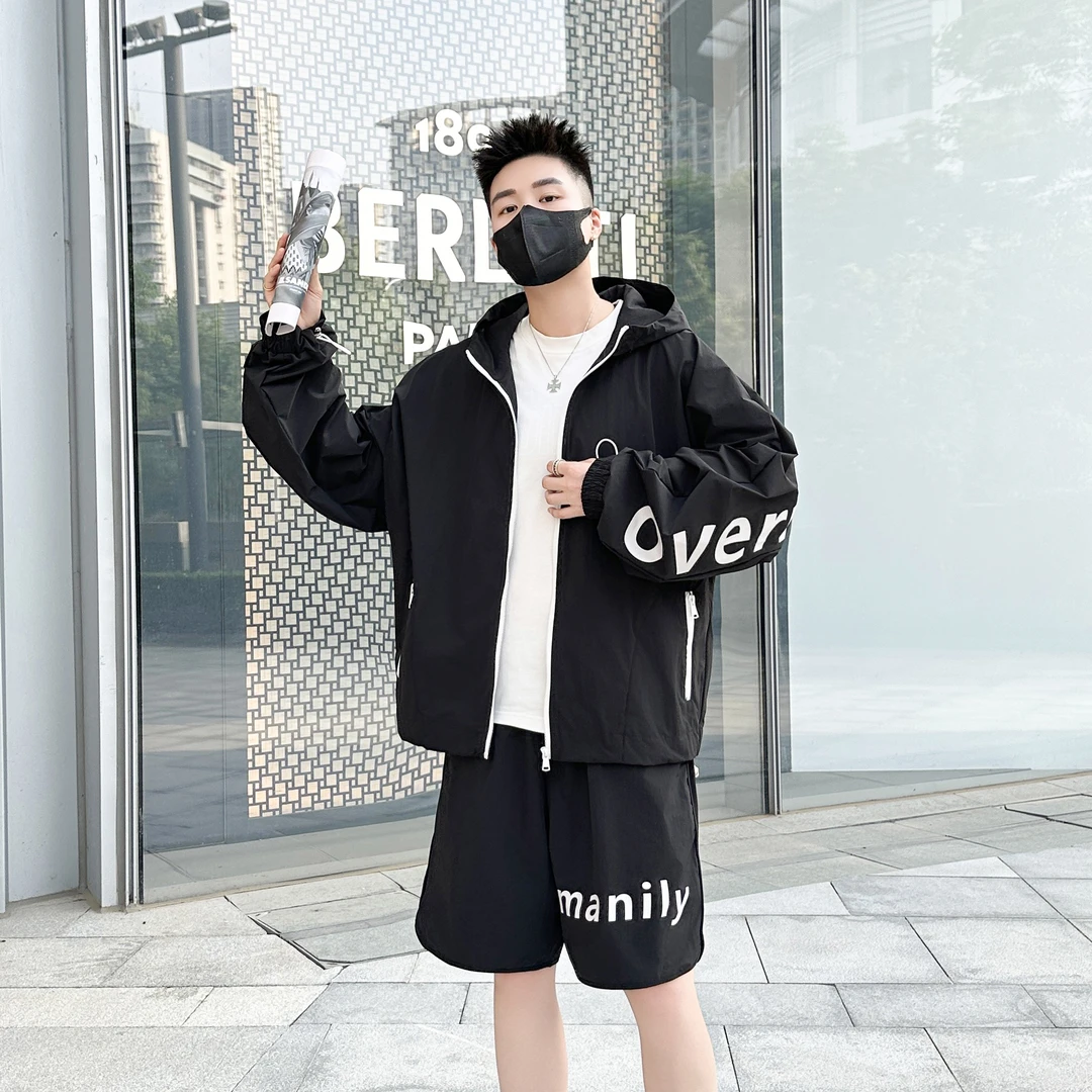 2025夏季速干宽松时尚休闲潮牌【2件套上衣＋短裤】炸街套装Z036