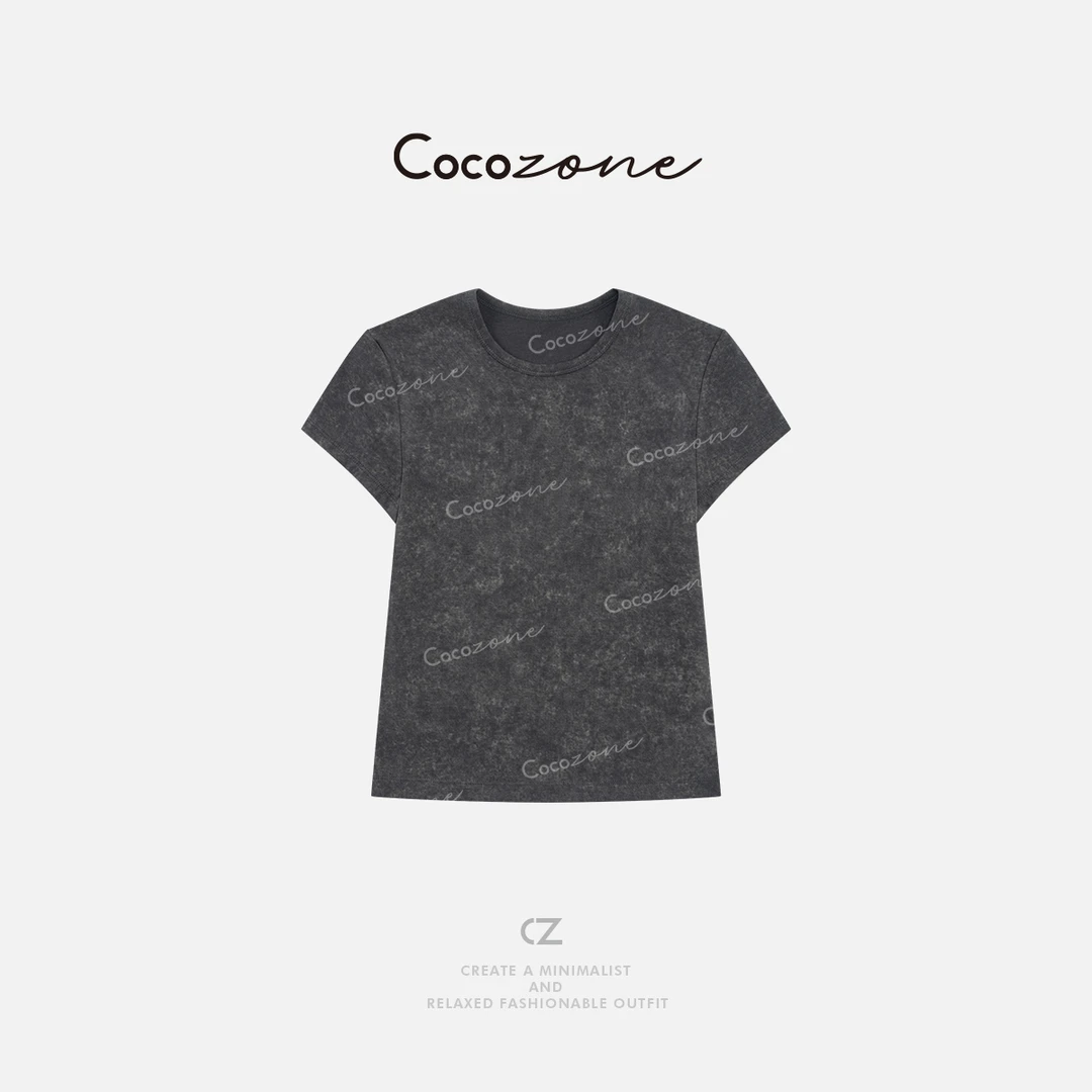 COCO ZONE 刘一一"渲染T" 圆领修饰线条花纱感短袖T恤CD1A1089