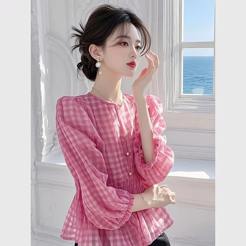 【店铺热销】2025春新款法式上衣气质超好看独特漂亮轻奢高级感玫粉